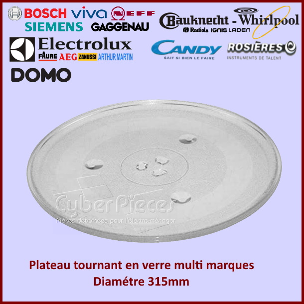 Plateau Tournant Micro Ondes Diam 31 cm pour DOMO DO2612CG82 - PiÃ¨c...
