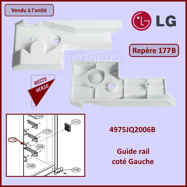 Guide rail assemblé Gauche LG 4975JQ2006B - Pièces réfrigérateur & ...