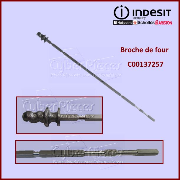 Tige de tournebroche Indesit C00137257 - Pièces four