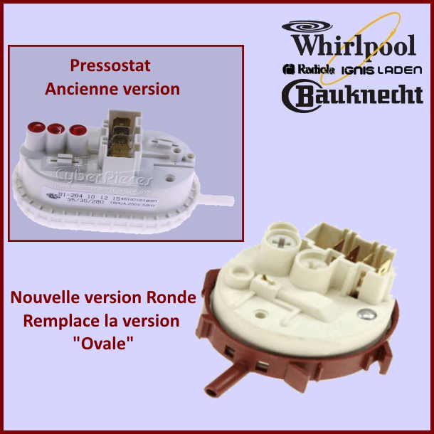 Pressostat Lave Linge Whirlpool 480111100005 -  Pièces machine à laver