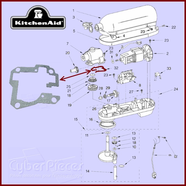 Joint du carter Kitchenaid 9709511 - Pièces robot pâtissier Kitchen...
