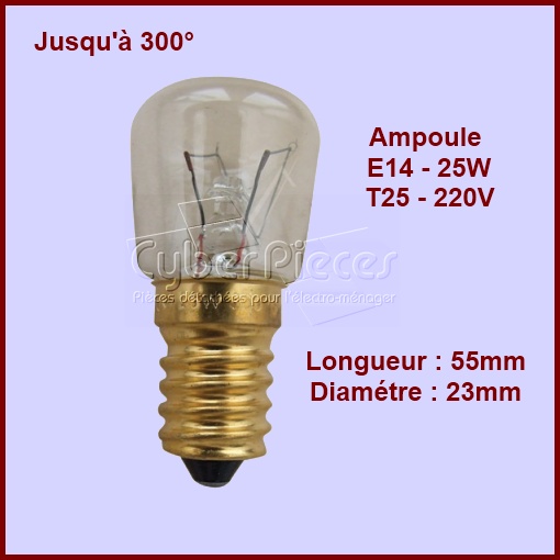 Lampe de Four / Frigo E14 - 25w - 300° 50294697003 - Pièces four