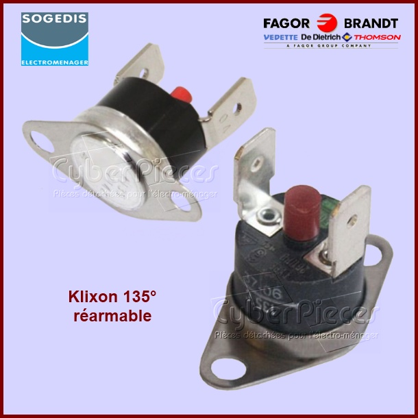Thermostat réarmable 135° Brandt 76X4155 - Pièces sèche-linge