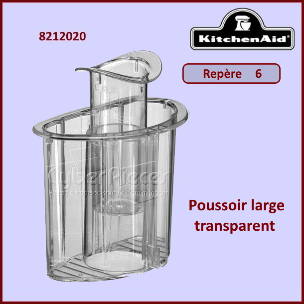 Poussoir large transparent KFP7WP Kitchenaid 8212020 - Pièces robot...