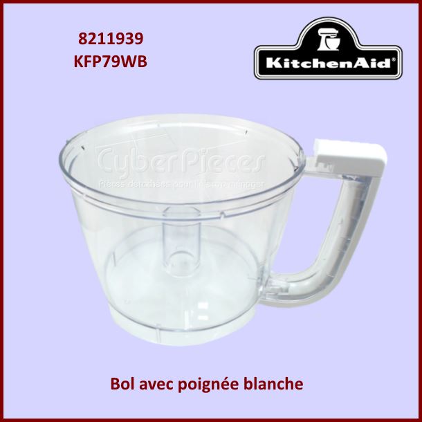 Bol avec poignée Blanche Kitchenaid 8211939 - Pièces robot ménager