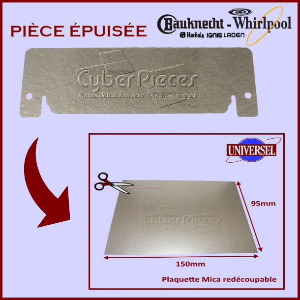 Plaque mica 151x47mm 481946279722 - Pièces Micro-ondes