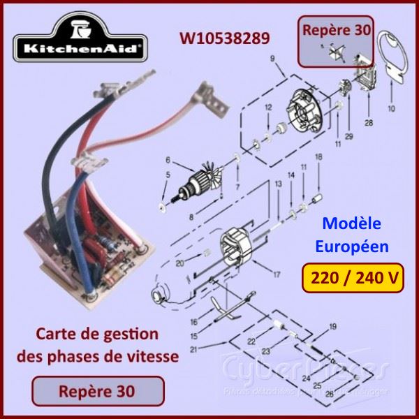 Platine de contrÃ´le de vitesse Kitchenaid W10538289 - PiÃ¨ces robot ...