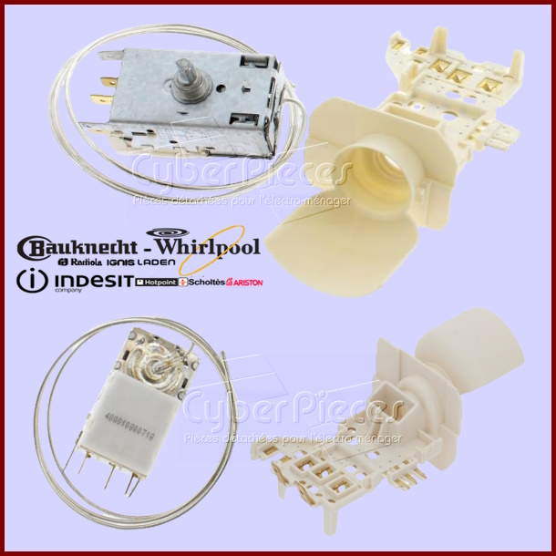 Kit Thermostat Whirlpool 484000008565 avec douille de lampe