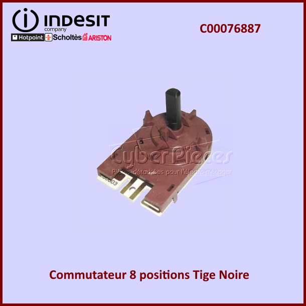 Commutateur 8 positions - Tige Noire C00076887 - Pièces lave-vaisselle