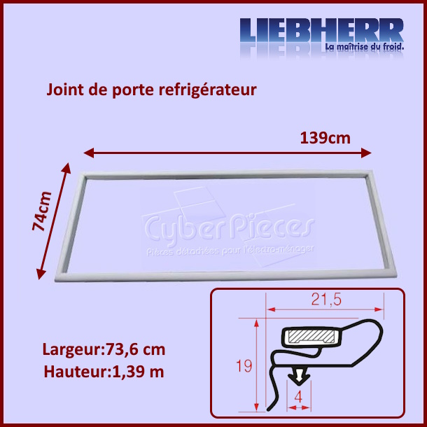 Joint de porte à clipser Liebherr 7108401 - Pièces réfrigérateur & ...