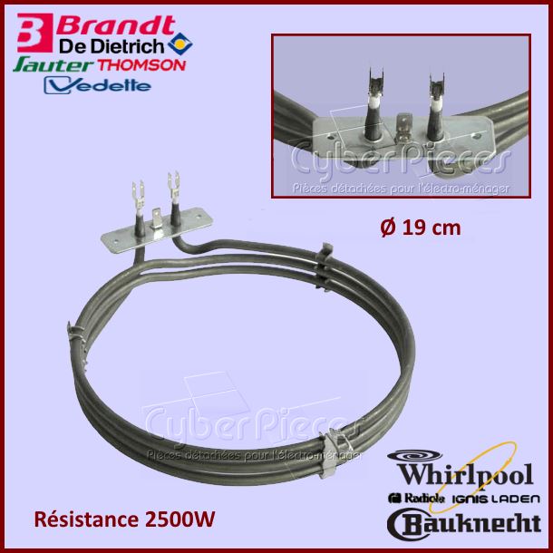 Résistance circulaire 2500W Whirlpool 481925928759 - Pièces four