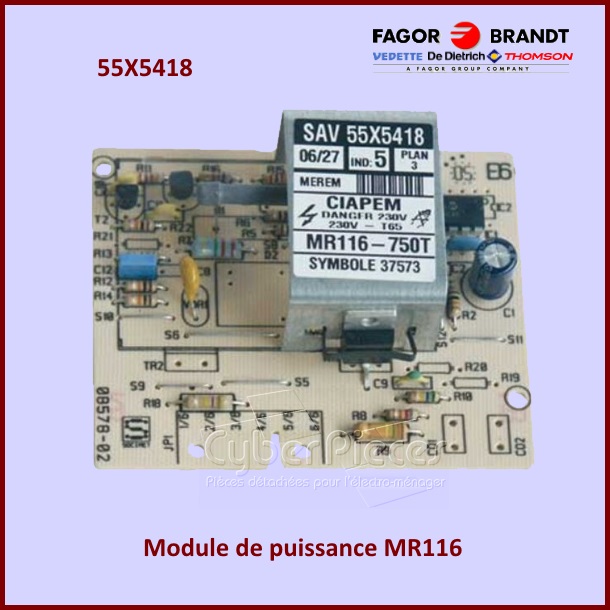 Carte Ã©lectronique de puissance Brandt 55X5418 -  PiÃ¨ces machine Ã  ...