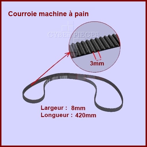 Courroie 420mm machine à pain HTD420-3M-8 - Pièces machine à pain