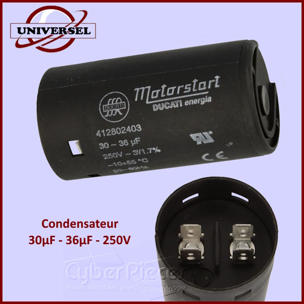 Condensateur Electrolytique 30µF - 36µF - 250V