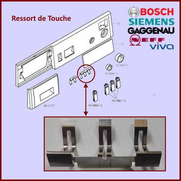 Ressort 3 Touches Bosch 00160968 -  Pièces machine à laver