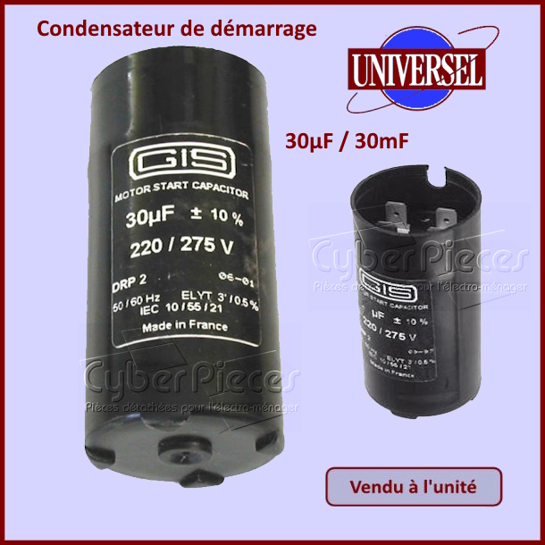 Condensateur de démarrage 30µF (30mF) 450V
