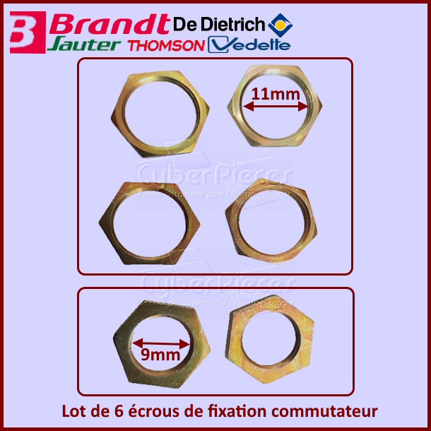 Ecrous de fixation commutateur Brandt 75X1722