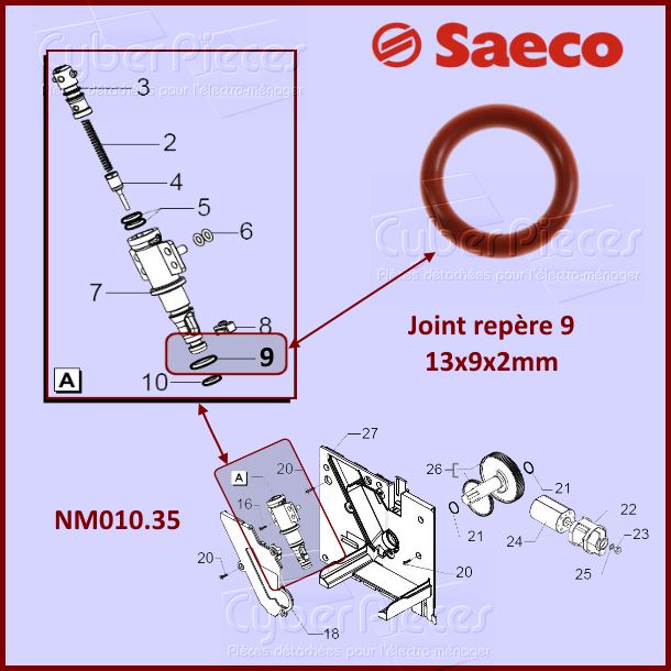 Joint silicone SAECO NM01035 - Pièces cafetière