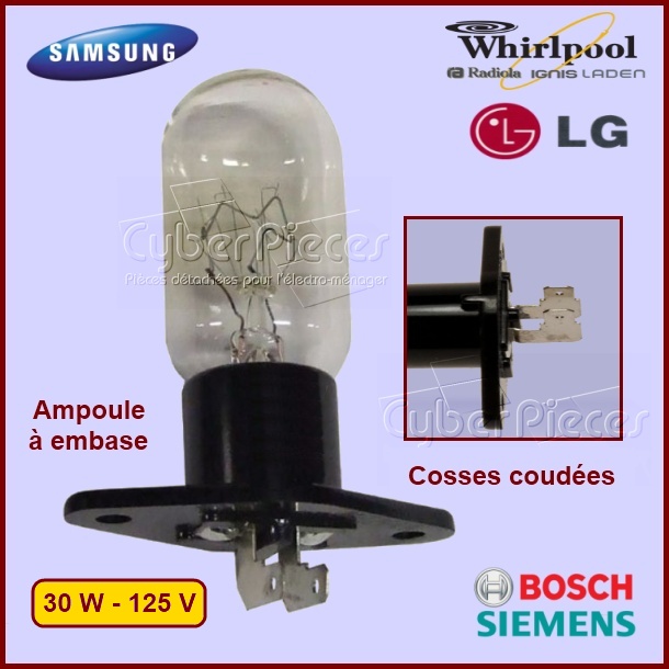 Ampoule 30w - Embase avec cosses coudées - Pièces Micro-ondes