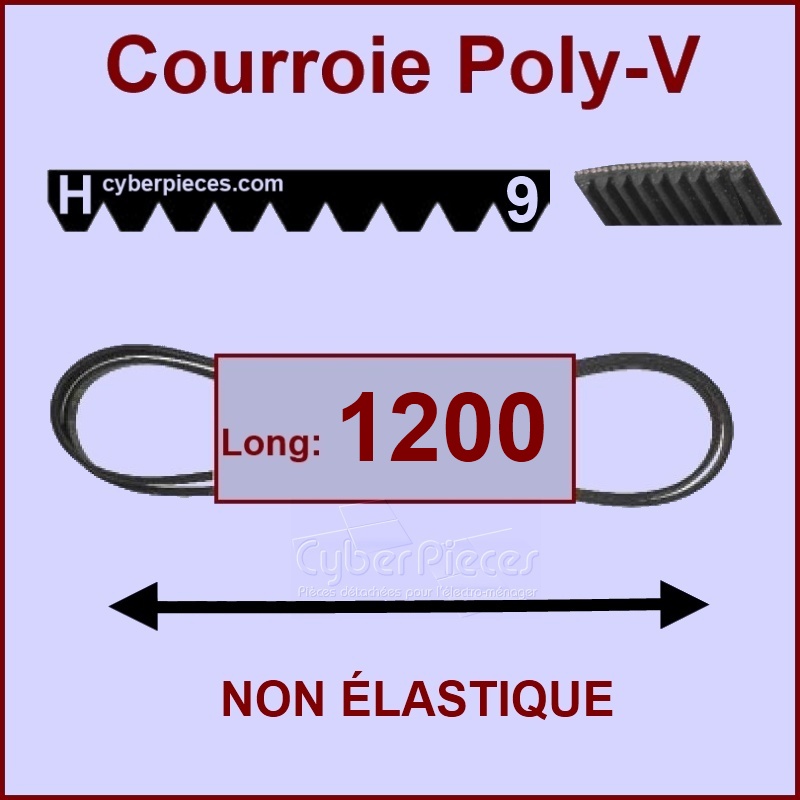Courroie 1200H9 non élastique -  Pièces machine à laver