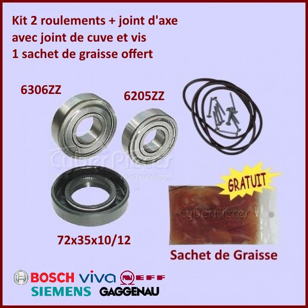 Kit palier + Joint de Cuve Bosch 00172686 -  Pièces machine à laver