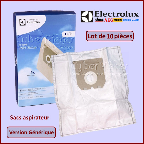 Lot de 10 Sacs aspirateur Z1810/1820 E10 Electrolux E42N
