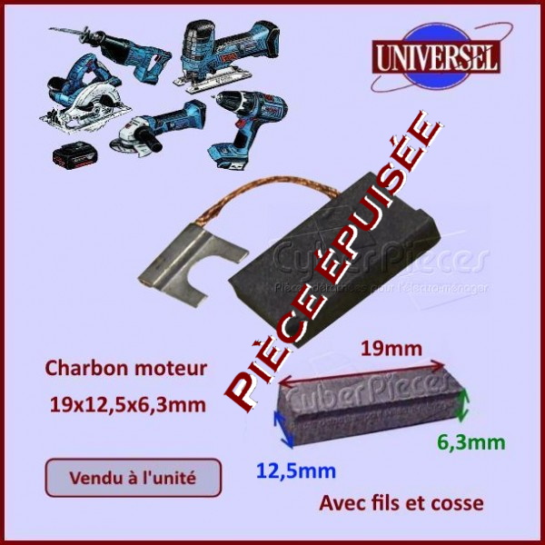 Charbon moteur 19x12,5x6,3mm ***Pièce épuisée***