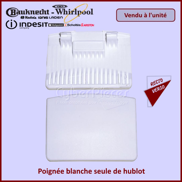 Poignée blanche seule de hublot Whirlpool 481949869247 -  Pièces mach...