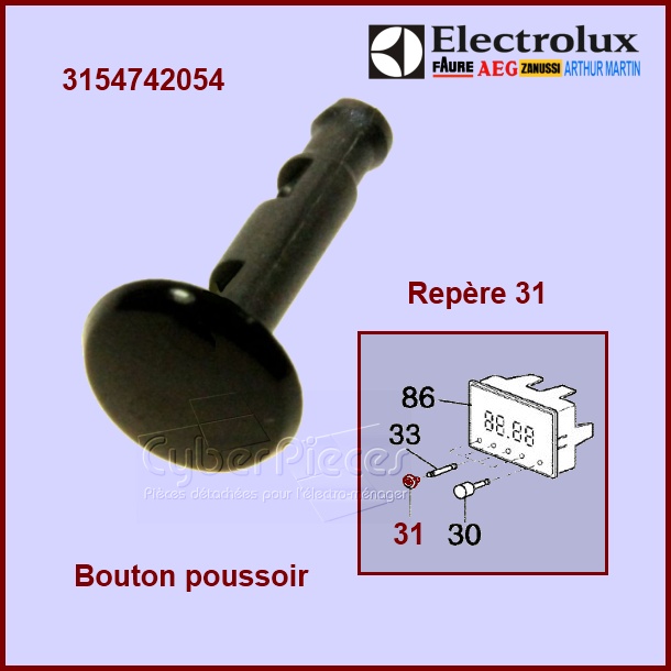 Bouton poussoir noir 3154742054 - Pièces four