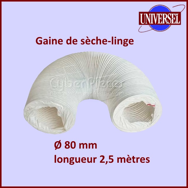 Gaine PVC sèche-linge diamètre 80mm longueur 2.5 mètres - Pièces sè...