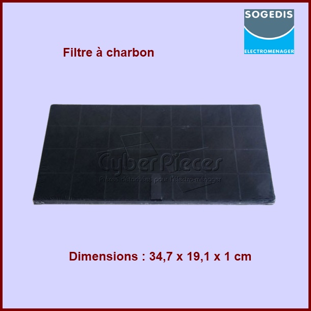 Filtre à charbon 347x191x10 mm - Pièces hotte