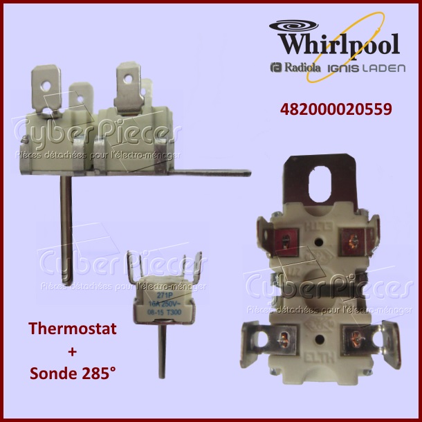 Thermostat + sonde 285° Whirlpool 482000020559 - Pièces four