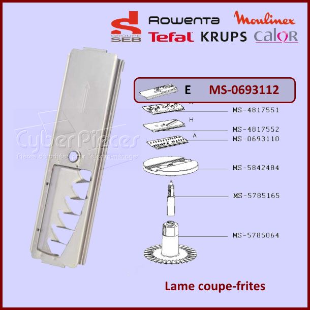 Lame coupe frites Moulinex MS-0693112 - Pièces robots ménagers
