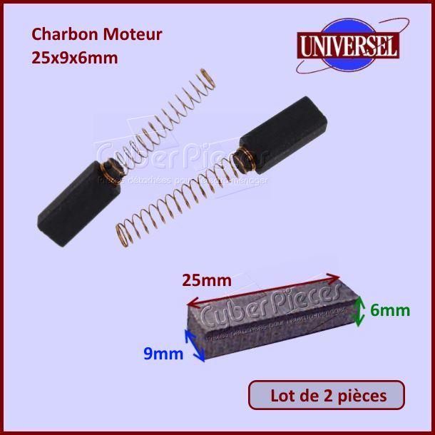 lot de 2 charbons moteur 22-25x9x6mm