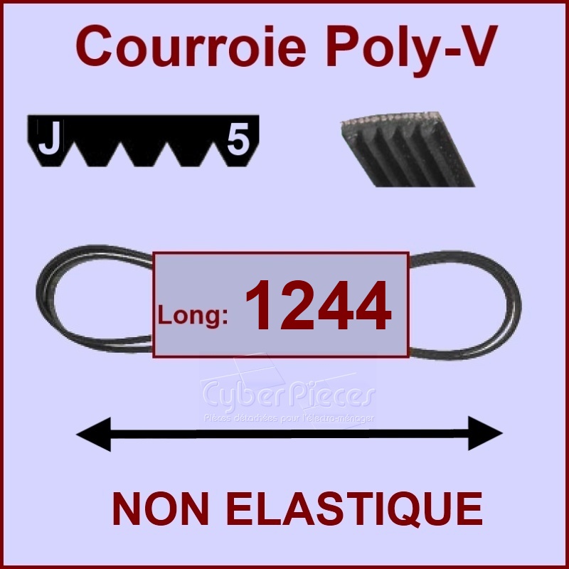 Courroie 1244J5 non élastique -  Pièces machine à laver