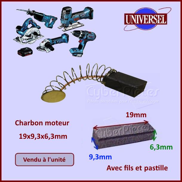 Charbon moteur 19x9,3x6,3mm