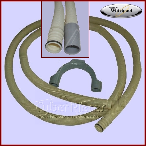 Tuyau de vidange droit 2m Whirlpool 481953028534 - PiÃ¨ces lave-vais...