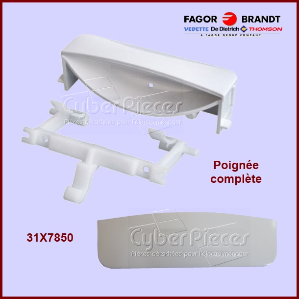 Poignée blanche avec ressort Brandt 31X7850 - Pièces lave-vaisselle