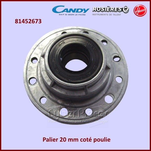 Palier axe 20 mm coté poulie Candy 81452673 -  Pièces machine à laver