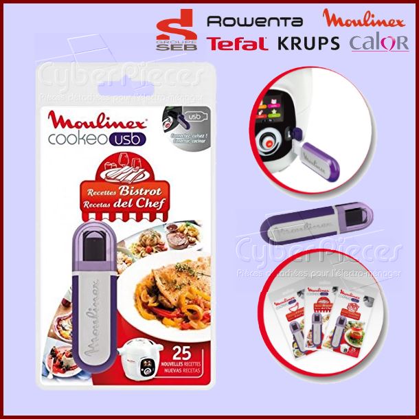 Clé USB Cookeo - Recettes Bistrot Seb XA600411 - Pièces robots ména...