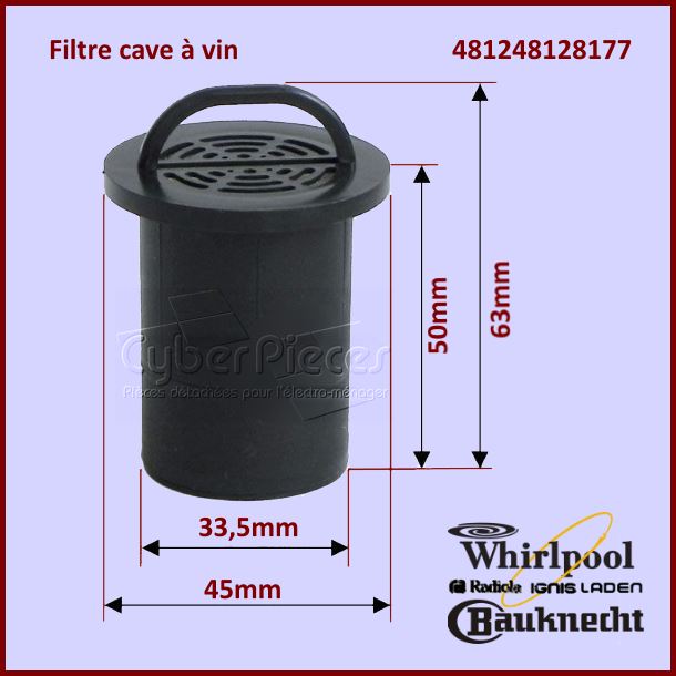 Filtre cave à vin Whirlpool 481248128177 - Pièces réfrigérateur & c...