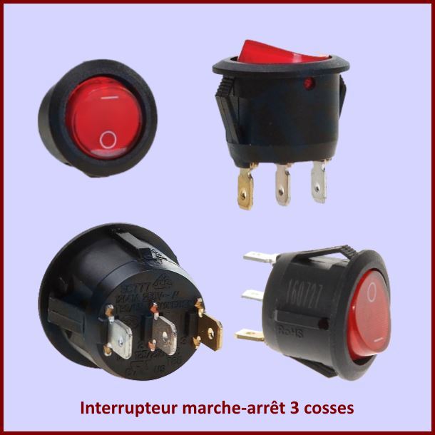 Interrupteur marche-arrêt 3 cosses Polti M0004016 - Pièces fer