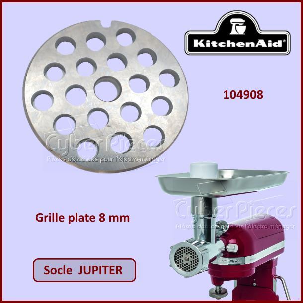 Grille plate 8mm Jupiter Kitchenaid 104908 - Pièces robot pâtissier...