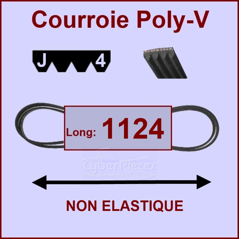 Courroie 1124J4 non élastique -  Pièces machine à laver
