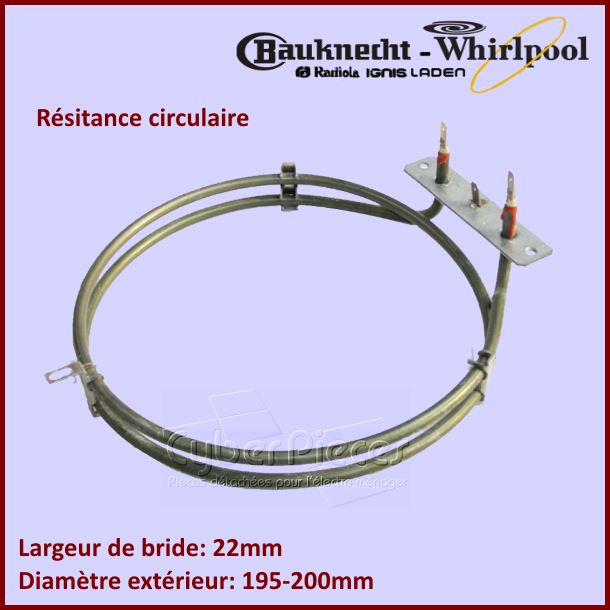 Résistance circulaire 2050W Whirlpool 481925928718 - Pièces four