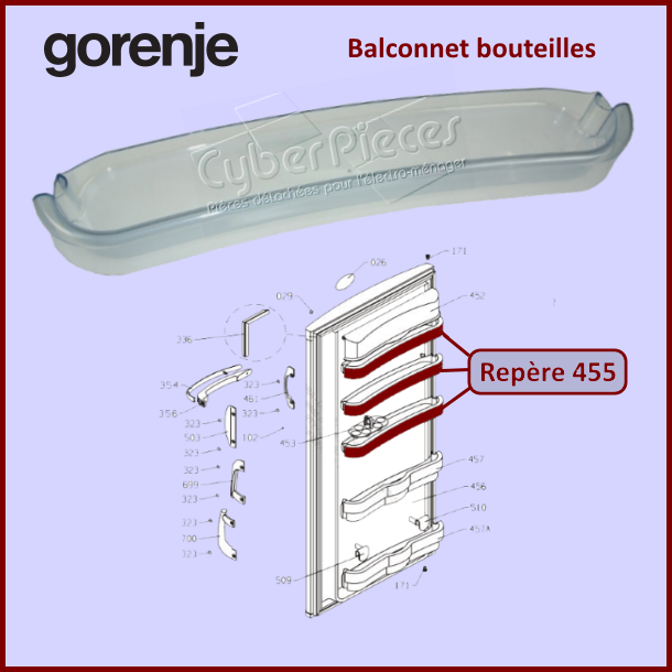 Balconnet bouteilles Gorenje 132981 - Pièces réfrigérateur & congél...