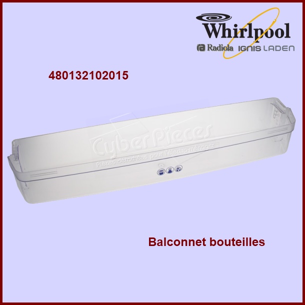 Balconnet Ã  bouteilles WHIRLPOOL 480132102015 - PiÃ¨ces rÃ©frigÃ©rateu...
