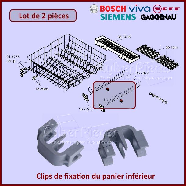 Clips de maintien des tiges rabattables Bosch 00167291 - Pièces lav...