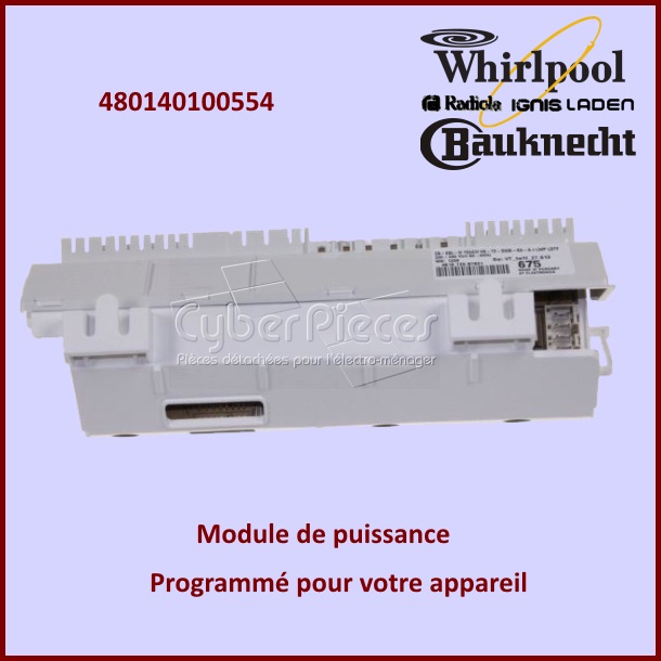 Carte Ã©lectronique configurÃ©e Whirlpool 480140100554 - PiÃ¨ces lave-...