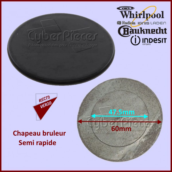 Chapeau bruleur Semi rapide Indesit C00032429